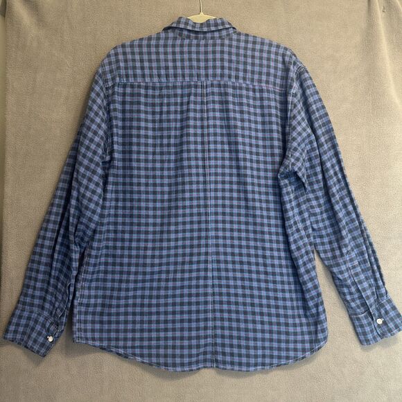 Frank & Eileen Luke Italian Flannel Button Up Shirt Size M Blue Plaid Cotton - Picture 3 of 9